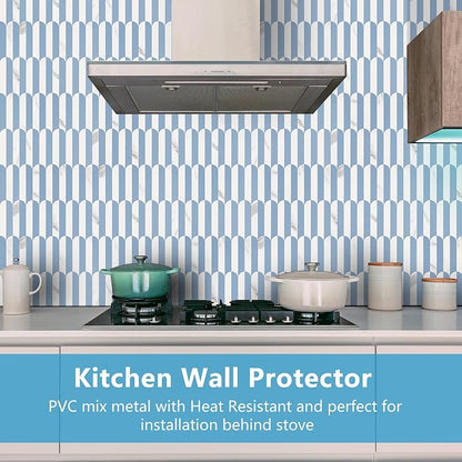 Vamos Tile Peel and Stick Backsplash Seamless Tile,Fish Scale,10 PVC Tiles | Stick on Backsplash for Kitchen & Bathroom,Light Blue and Statury White PVC Self Adhesive Mosaic Tiles 11.9''x10.8''