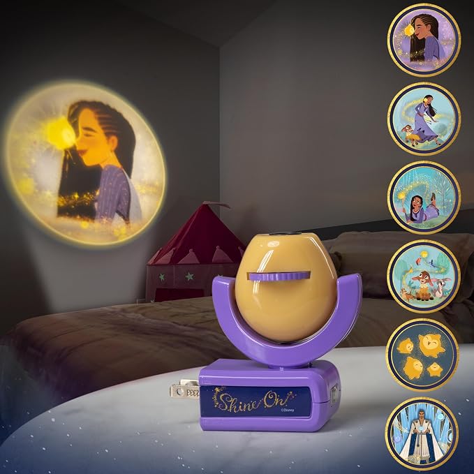 Projectables Disney Wish LED Night Light Plug-in Dusk-to-Dawn Projector Ideal for Kids Girls Boys Nursery Playroom Bathroom Bedroom 80089