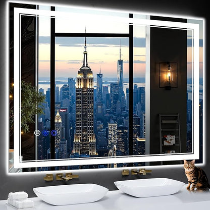 48"x36" LED Bathroom Mirror with Lights,Anti-Fog,3 Color Modes