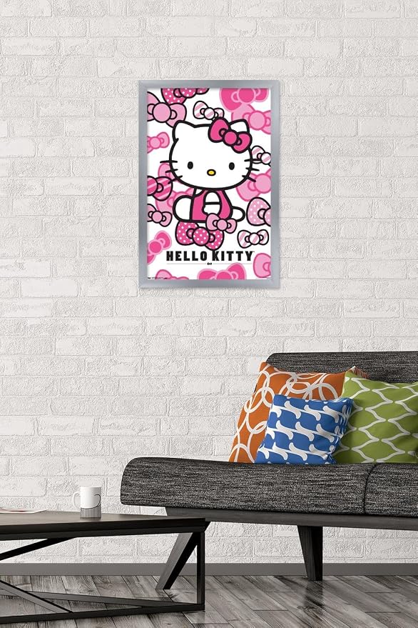 Trends International Hello Kitty: 16 Core - Bows Wall Poster, 22.4L x 14.7W, Silver Framed Version