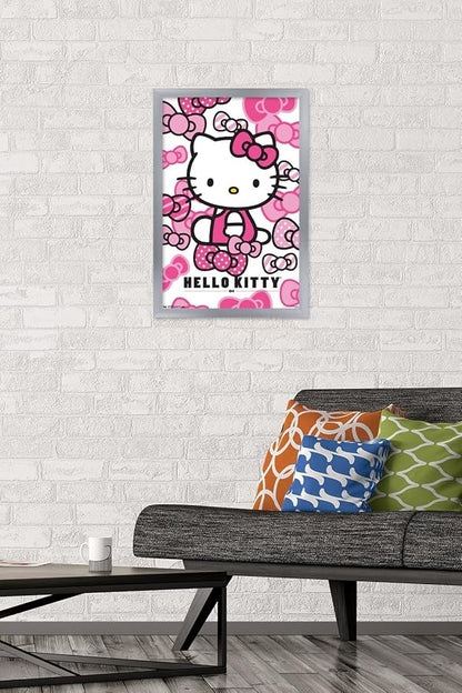 Trends International Hello Kitty: 16 Core - Bows Wall Poster, 22.4L x 14.7W, Silver Framed Version