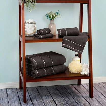 Lavish Home Bathroom Towels Set, Bathroom Accessories, Charcoal, Set of 6 | Includes 2 Bath Sheets, 2 Hand Towels, and 2 Wash Cloths, Soft 525 GSM 100% Cotton Set for Shower, Gym, Dorm, and Spa