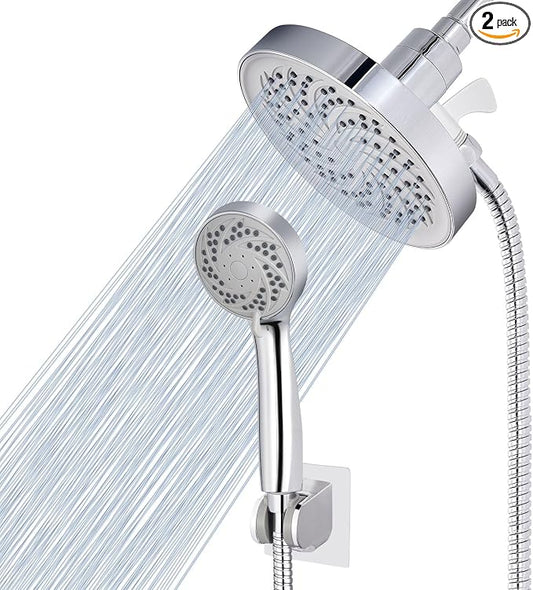 Rain Shower Head with Handheld, High Pressure Rainfall Showerhead and 3 Settings Hand held Spray Combo with Detachable Hose (Chrome)