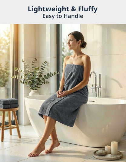 LANE LINEN Bath Towel Set 100% Cotton 4 Piece Soft Absorbent - Cool Grey | Shower Towels - Generously Sized, Oversized & Roomy, Lightweight & Breathable, Fade-Resistant Color, Classic Terry Weave