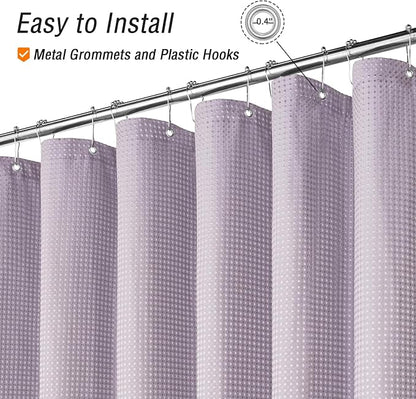 Long Lavender Fabric Shower Curtain, 72 x 78 | Tall Cloth-Textured Shower Curtain for Bathroom, Water Repellent, Machine Washable