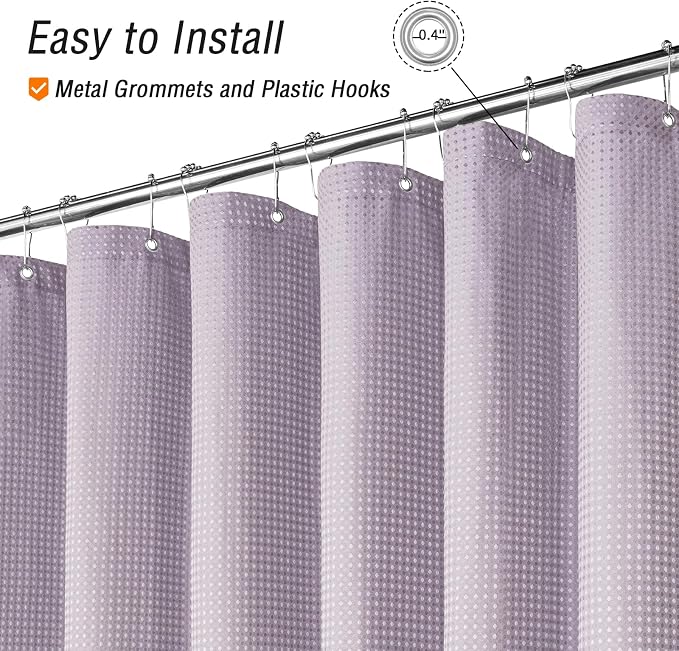 Small Stall Lavender Fabric Shower Curtain, 36 x 72 | Narrow Half Cloth-Textured Shower Curtain for Bathroom, Water Repellent, Machine Washable