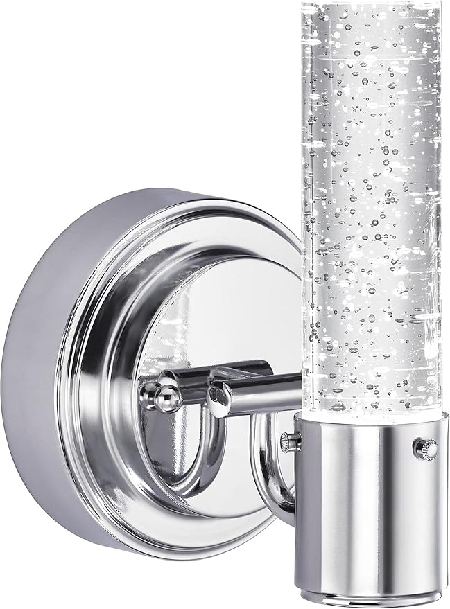Westinghouse 6307600 Cava One-Light LED Indoor Wall Fixture, Chrome Finish with Bubble Glass, 1 Pack, Silver
