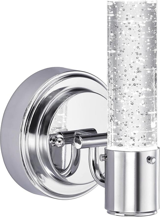 Westinghouse 6307600 Cava One-Light LED Indoor Wall Fixture, Chrome Finish with Bubble Glass, 1 Pack, Silver