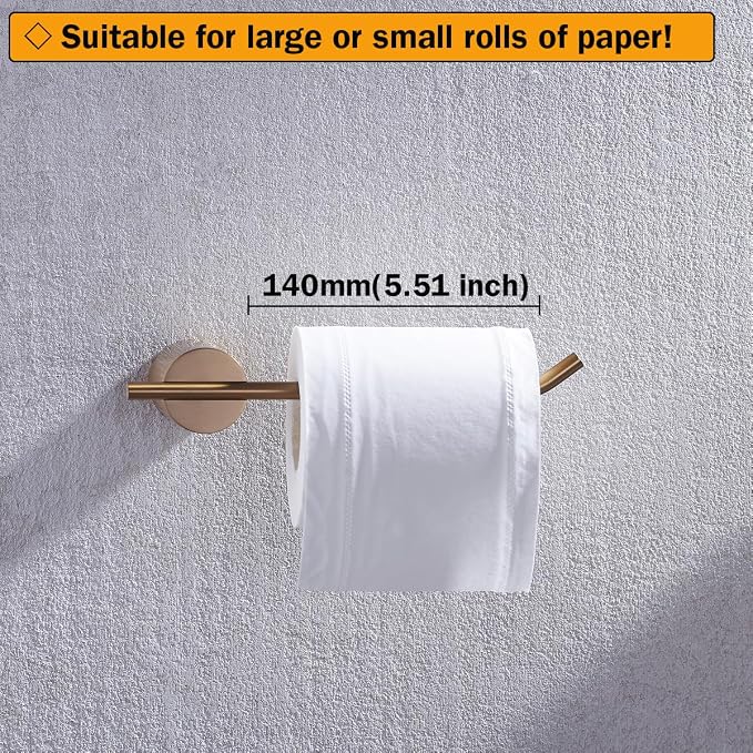RARANDOM Champagne Bronze Bathroom Hardware Set 5 Pieces Include 24 inch Towel Bar Towel Ring Toilet Paper Holder Towel Hook for Bathroom,SUS304 Stainless Steel.RD96068S-5CB-2