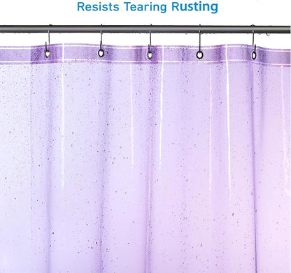 EHZNZIE Shower Curtain Liner Light Weight PEVA, Shower Liner 72x72 Inches, Waterproof, No Chemical Smell with 12 Rust Proof Metal Grommets for Bathroom Shower Curtain, Clear Purple