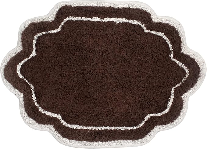 Home Weavers Allure Collection 100% Cotton Tufted Bathroom Rug, Soft and Absorbent Bath Rugs, Non-Slip Bath Carpet, Machine Wash Dry Bath Mats for Bathroom Floor, 17"x24" Bath Rug, Brown