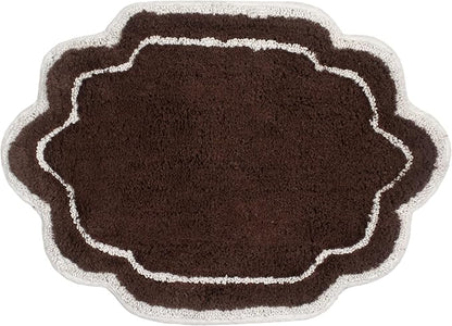 Home Weavers Allure Collection 100% Cotton Tufted Bathroom Rug, Soft and Absorbent Bath Rugs, Non-Slip Bath Carpet, Machine Wash Dry Bath Mats for Bathroom Floor, 17"x24" Bath Rug, Brown