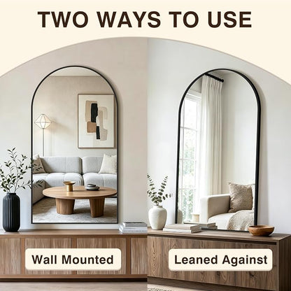 Arched Bathroom Vanity Mirror for Over Sink, 55”x30”, Black | HD Tempered Glass, Anti-Rust Metal Frame, Hanging or Leaning, Wall Mirrors for Bathroom Sink, Bedroom, Living Room, Entryway
