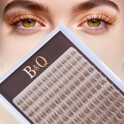 B&Q Brown Lash Clusters Blonde Velure Eyelash Cluster for Light Hair, MochaLash Cluster Eyelash Extensions Soft Browns False Eyelashes Comfortable Velure Eyelash Clusters（Velure 06）