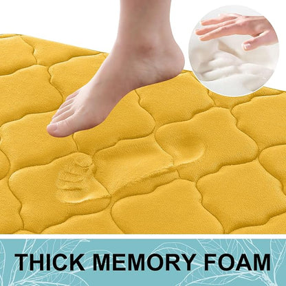 OLANLY Memory Foam Bath Mat Rug 47x20, Ultra Soft and Absorbent Bathroom Rugs, Non-Slip, Comfortable, Machine Washable Bath Carpet for Bathroom Floor, Tub, Shower and Home Decor Accessories, Yellow