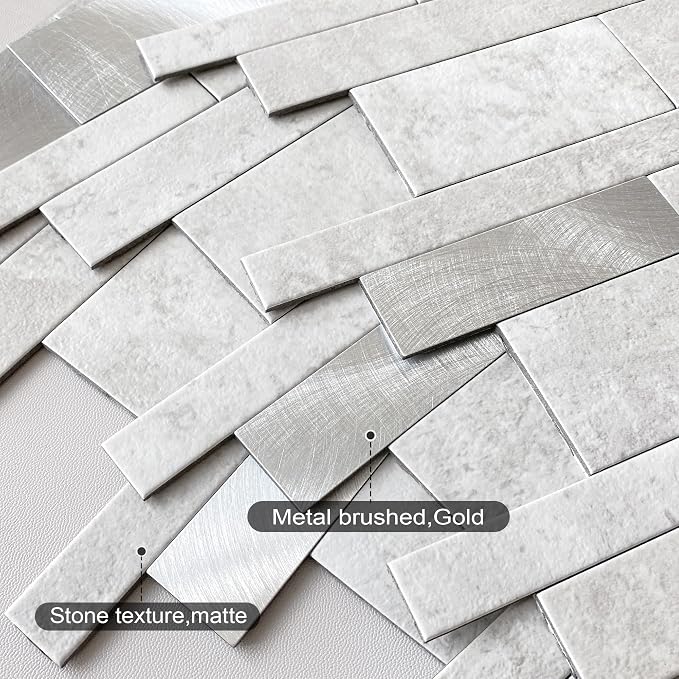 VAOVI Peel and Stick Tile Stone Backsplash for Kitchen Wall(10pcs,C Gray)
