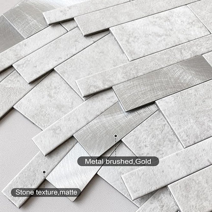 VAOVI Peel and Stick Tile Stone Backsplash for Kitchen Wall(10pcs,C Gray)