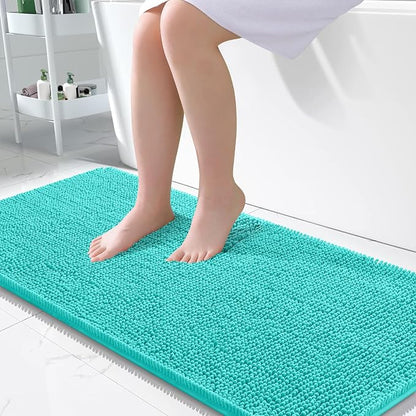 OLANLY Large Bathroom Rugs 50x30, Extra Soft Absorbent Chenille Bath Rugs | Teal, Quick-Drying Rubber Backing, Machine Washable Bath Mat for Bathroom Floor, Tub and Shower, Home Decor Accessories