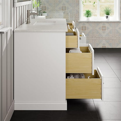 Eviva Epic 60 in. SS White Bathroom Vanity with White Carrara Quartz Countertop