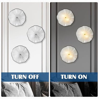 White Glass Wall Light Dia 12" Wall Lamp with Murano Glass Shade Vintage Vanity Lighting Fixture with Metal Base Flush Mount Wall Sconce 2-Light for Bathroom, Bedroom, Bedside, Entryway