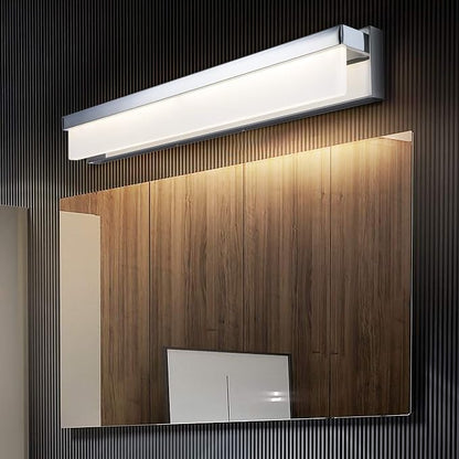 LED Bathroom Vanity Light Fixture Over Mirror 32.3 inch Modern Rectangle Finishing Bath Vanity Lighting Bar 4000K Daylight Wall Sconce (Chrome)