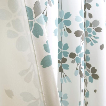 Lush Decor Weeping Flower Light Filtering Window Curtain Panels, Pair, 52"W x 108"L + 2" Header, Blue & Gray - Charming Modern Floral Curtains for Living Room, Dining Room, & Bedroom