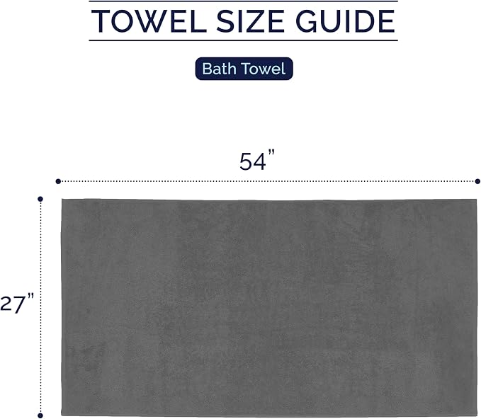 Elegant Comfort Premium Turkish Cotton 2 Pack Bath Towel Set - 27 x 54 inch, Luxurious Hotel Spa Quality 100% Turkish Cotton 2PC Bath Towel Set - Highly Absorbent - Soft Bathroom Towels, Grey