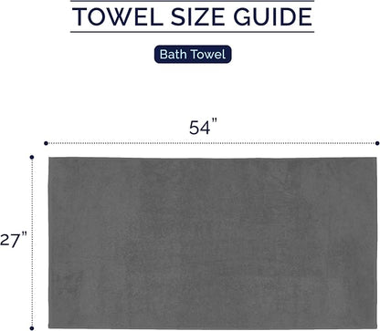 Elegant Comfort Premium Turkish Cotton 2 Pack Bath Towel Set - 27 x 54 inch, Luxurious Hotel Spa Quality 100% Turkish Cotton 2PC Bath Towel Set - Highly Absorbent - Soft Bathroom Towels, Grey