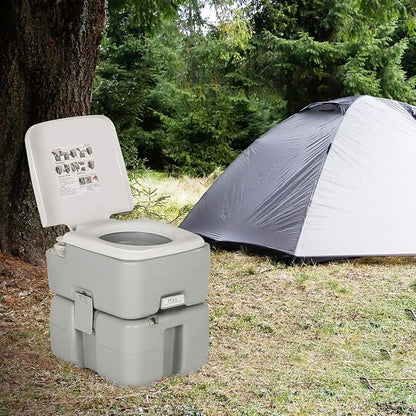 HAPPYGRILL Portable Toilet Outdoor Mini Toilet with Piston Pump Flush for Camping Boating Traveling