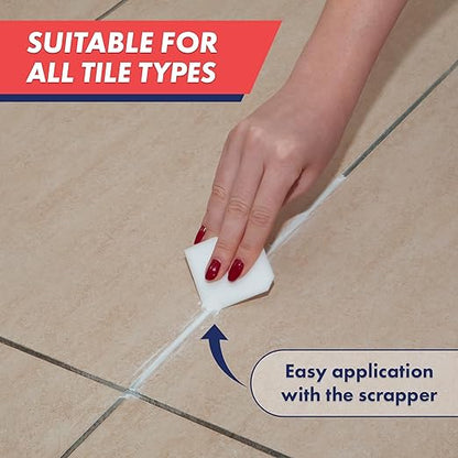Tile Grout Repair Kit, Refresh Tile Grout Filler (8.8 oz, White) | Restore & Renew Tile Joints, Fast-Drying Grout Sealer & Paint, Squeeze Tube for Bathroom, Shower & Kitchen Floors, Waterproof