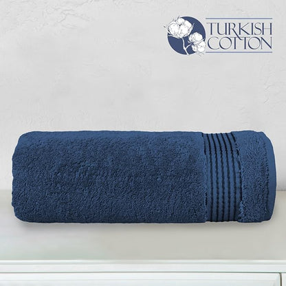 Elegant Comfort Premium Turkish Cotton 1 Piece Jumbo Bath Towel - 35 x 70 inch, Luxurious Hotel Spa Quality 100% Turkish Cotton Large Bath Towel - Highly Absorbent - Soft Bathroom Towel, Navy Blue