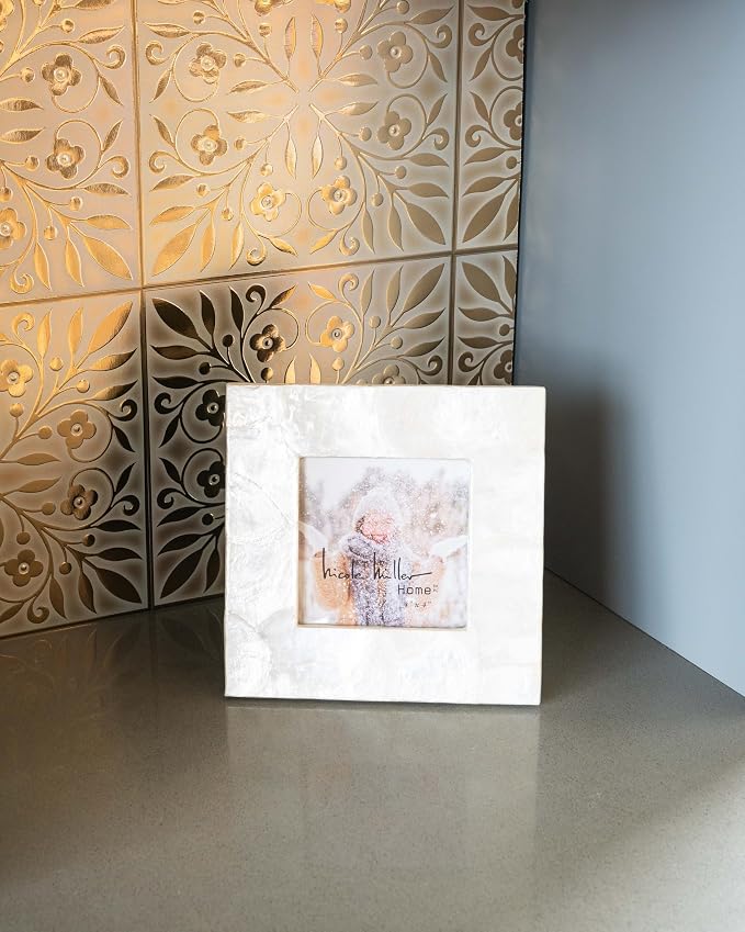 Main Street Peel and Stick Wallpaper Tiles, White & Gold Leaves, 24-Pack | 8"x8" tiles, covers 10.67 sq ft. Peel-and-stick paper, no extra adhesive needed. Ideal for backsplashes & DIY projects.
