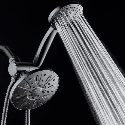 AquaDance 6" Premium High Pressure 3-way Rain & Handheld Shower Head Combo | Enjoy Luxury 6-inch Showerhead & 6-mode Hand Shower Separately or Together! Premium Stainless Steel Hose - Black