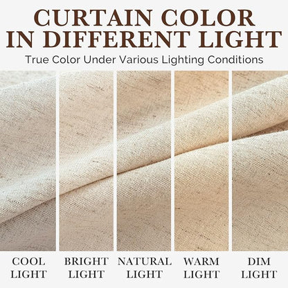 Seasonwood Beige Linen Shower Curtain Farmhouse Bathroom Decor 48x72 Inches | Boho Bathroom Decor,12 Sturdy Stainless Steel Sliding Hangers,Rustic Country Style,Linen Shower Curtains for Bathroom