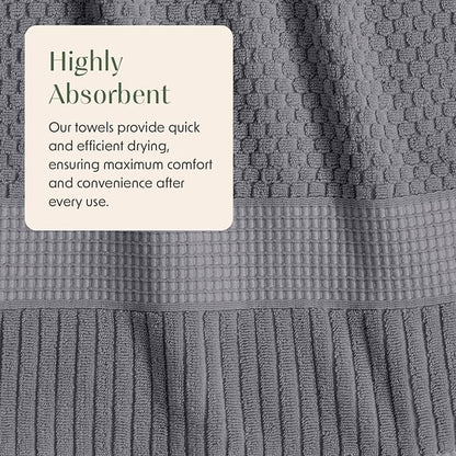 4 Pack 100% Cotton Bath Towels | Grey Towels | Oeko‑TEX Standard 100 | Soft & Absorbent, Quick‑Dry | Trinity Collection - Charcoal