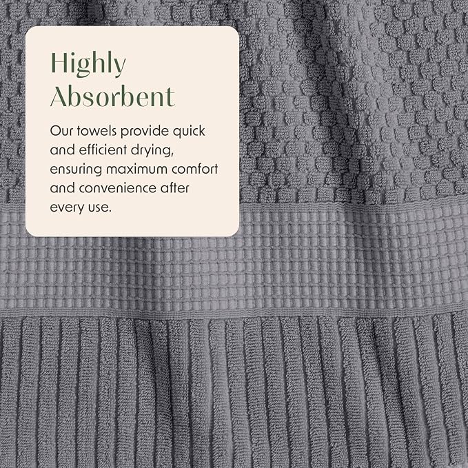 2 Pack Oversized Bath Towels 100% Cotton | Grey Towels | Oeko‑TEX Standard 100 | Soft & Absorbent, Quick‑Dry | Trinity Collection - Charcoal
