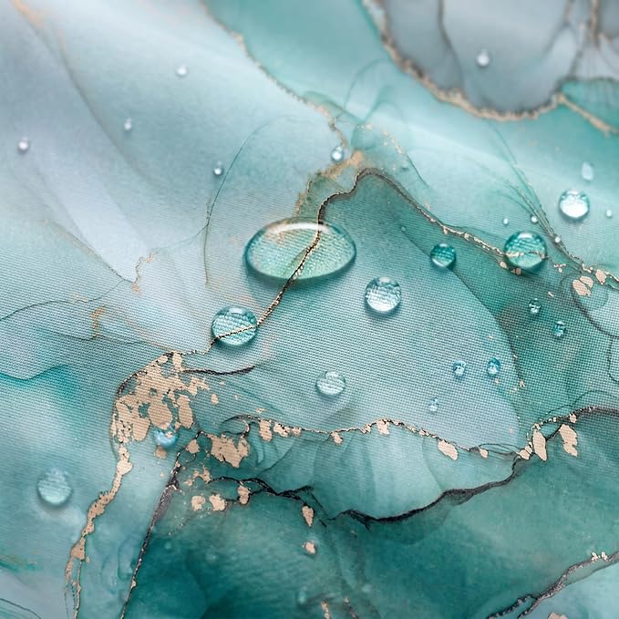 Teal Marble Shower Curtain Turquoise Aqua Modern Luxury Abstract Ink Art Bathroom Decor Waterproof Fabric Bath Curtain 72 x 72 Inch with 12 Hooks