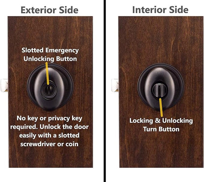 Copper Creek EK2030TB Egg Door Knob, Privacy Function, 2 Pack, in Tuscan Bronze