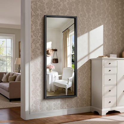 CIRCUMI 60"x24" Brushed Black Bathroom Mirror, Double Sink Vanity Mirror | Chunky Box Metal Frame, Shatterproof, Tempered Glass, Bathroom Remodel&New Home, Large Rectangular Mirror for Living Room