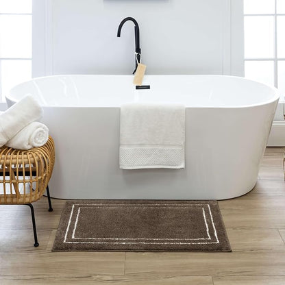 Mohawk Home Corona Casual Geometric Dark Brown 1' 8" X 2' 10" Machine Washable Bath Mat Perfect for Bathroom