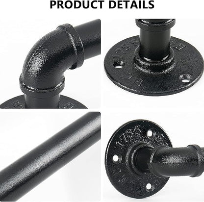 Industrial Pipe Towel Rack Towel Bar, Heavy Duty Wall Mounted Rustic Farmhouse Bath Towel Holder for Bathroom (Black, 24 inch)