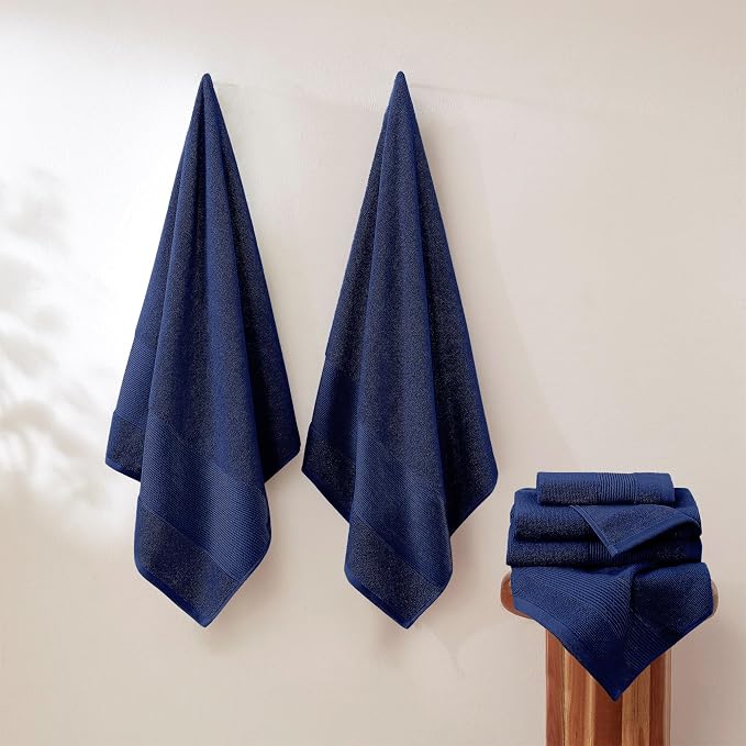 Modern Threads Air Cloud 18-Piece Towel Set - 100% Zero-Twist Cotton, 500 GSM, Quick Dry & Plush, Navy