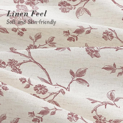 MitoVilla Long Linen Floral Shower Curtain for Bathroom,72 x 78 | Long Cottagecore Spring Shower Curtains for Bathroom, Modern Farmhouse Country Plant Leaves Bathroom Décor, 72 x 78