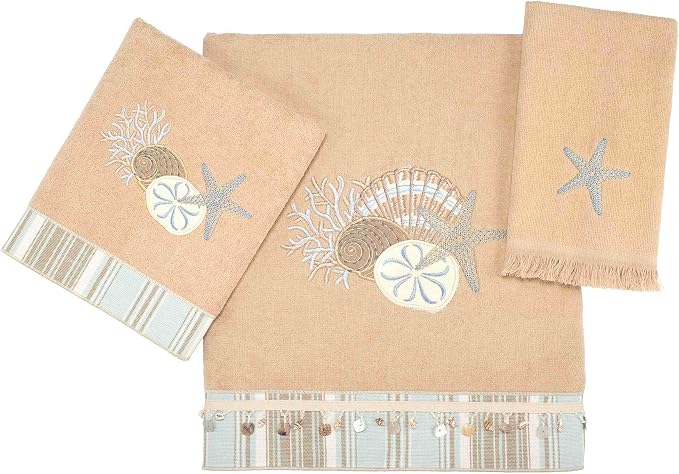 Avanti Linens- Fingertip Towel, Soft & Absorbent Cotton Towel (By the Sea Collection, Rattan)