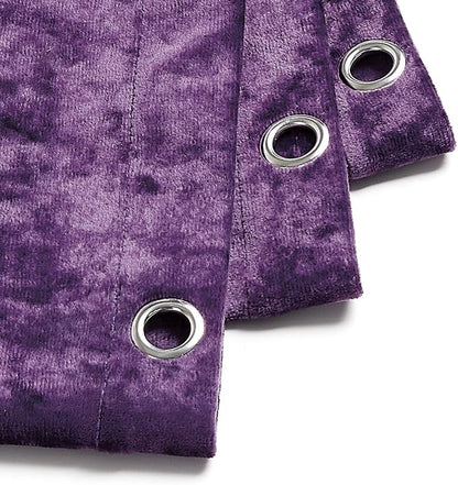 Fredsure Distressed Velvet Shower Curtain Set, 13 Pieces Purple Including 1 Piece 72"x72" Shower Curtain and 12 Pieces Silver Hooks