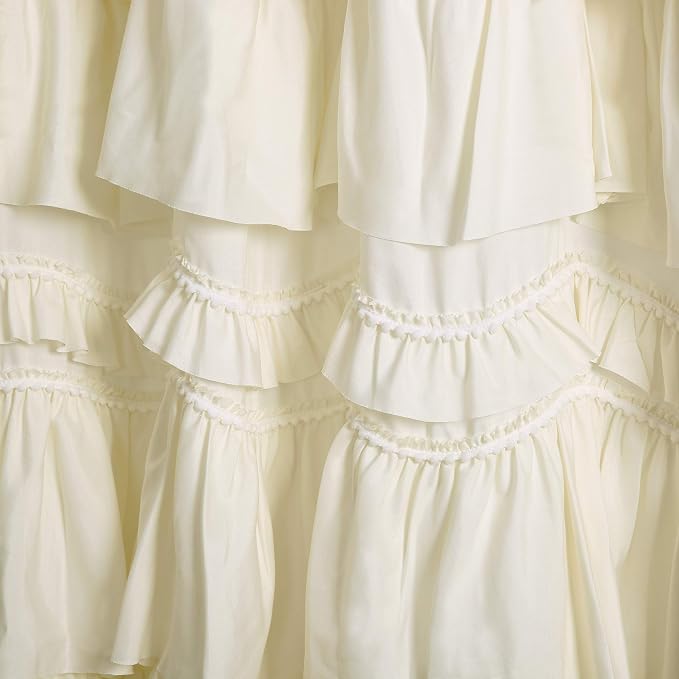 Lush Decor Kemmy Ruffled Shower Curtain, Single, 72" W x 72" L, Ivory - Bathroom Curtain - Fabric Shower Curtains for Bathroom - Coquette Decor
