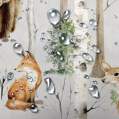 JAWO Rustic Forest Shower Curtains, Lodge Cabin Woodsy RV Shower Curtain, Wildlife Animals Woodland Campers Camping Bathroom Set with Hooks, 54x72 Inch, Grey