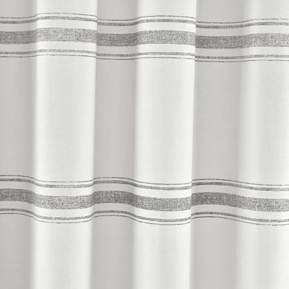 Lush Decor Farmhouse Stripe Cotton Shower Curtain, 72" W x 72" L, Gray - Striped Bathroom Curtain - Fabric Shower Curtains - Farmhouse Bathroom Decor