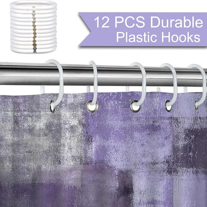 Mocsicka Abstract Shower Curtain Grey Abstract Art Painting Shower Curtain Bathroom Bathtub Curtain 72x72 Inch with 12 Hooks (Purple)