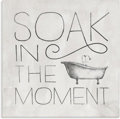 Stupell Industries 'Vintage Bathroom Soak Phrase', Canvas Art, 30 x 30 Inches, Easy to Hang and Sturdy, Made in USA, by Nina Pierce